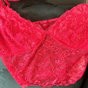 GUESS Women's Vibrant Pink Lace Bralette